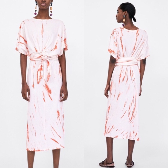 Zara Dresses & Skirts - Zara Midi Dress With Wrap Tie Knot